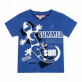 Памучна тениска с щампа за момче синя Boboli 113840 