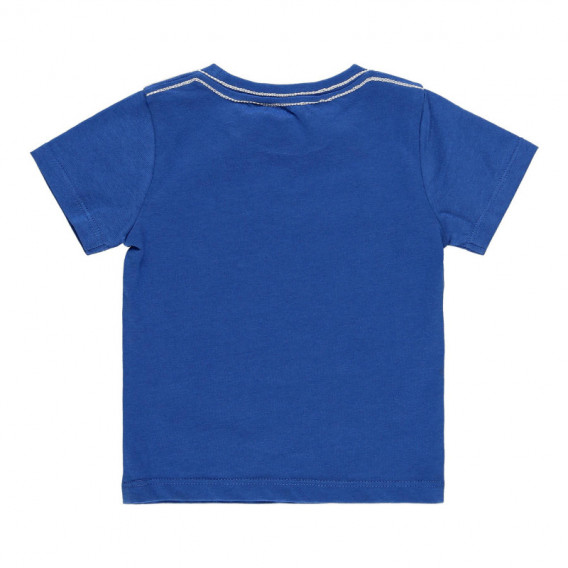 Памучна тениска с щампа за момче синя Boboli 113841 2