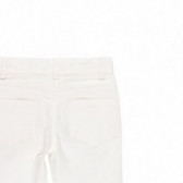 Памучен панталон с измачкан ефект за момиче бял Boboli 113935 4