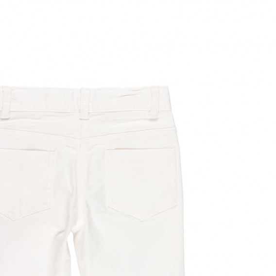 Памучен панталон с измачкан ефект за момиче бял Boboli 113935 4
