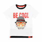 Тениска с принт "Be cool" за момче бяла Boboli 113957 