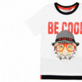 Тениска с принт "Be cool" за момче бяла Boboli 113959 3