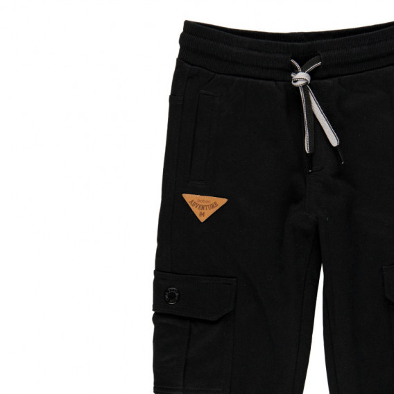 Памучен спортен панталон с връзки за момче черен Boboli 114006 3