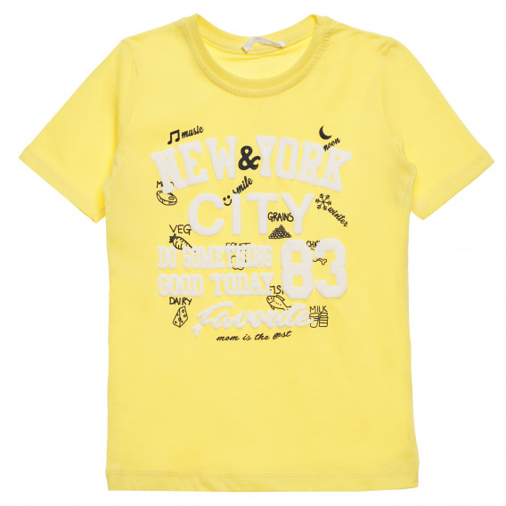 Памучна тениска с графичен принт за момче жълта Acar 114391 