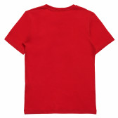 Памучна тениска със забавен принт за момче червена Acar 114406 4