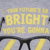 Памучна тениска с надпис "Bright" за момче сива Acar 114428 2