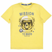 Тениска с надпис "Mission to Mars" за момче жълта Acar 114511 