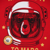 Тениска с надпис "Mission to Mars" за момче червена Acar 114516 2