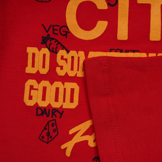 Памучна тениска с надпис NYC за момче червена Acar 114803 3