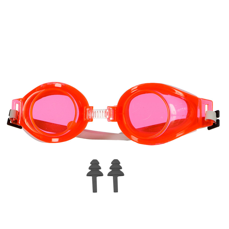 Комплект - очила за плуване и тапи за уши - оранжев  116187