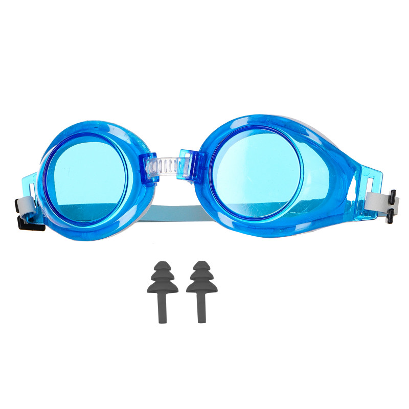 Комплект - очила за плуване и тапи за уши - син  116190