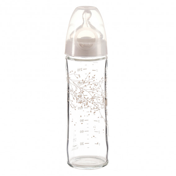 Стъклено шише за хранене, с анатомичен биберон M, 0-6 месеца, 240 мл, цвят: бял NUK 116269 3