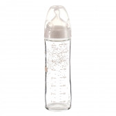 Стъклено шише за хранене, с анатомичен биберон M, 0-6 месеца, 240 мл, цвят: бял NUK 116270 4