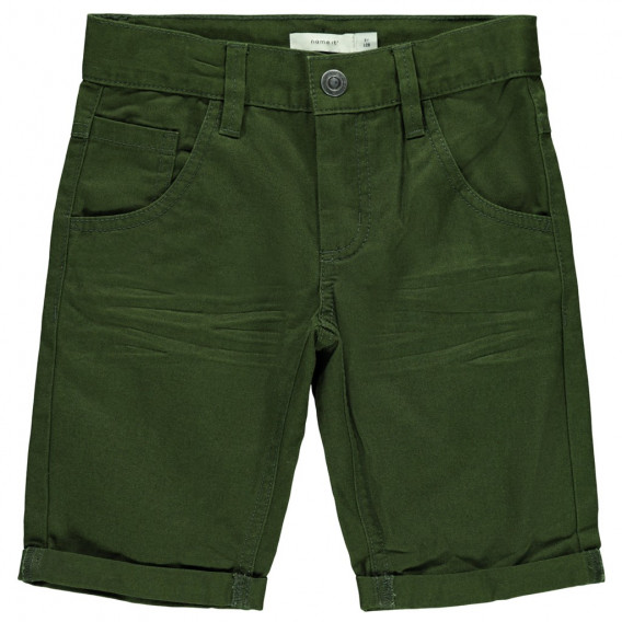 Къси панталони от органичен памук за момче зелени Name it 116363 