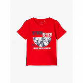 Тениска от органичен памук с надпис за момче червена Name it 116408 2