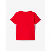 Тениска от органичен памук с надпис за момче червена Name it 116409 3