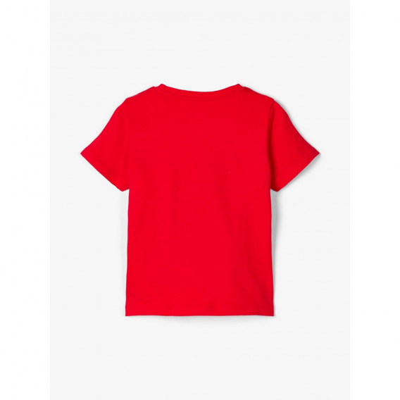 Тениска от органичен памук с надпис за момче червена Name it 116409 3