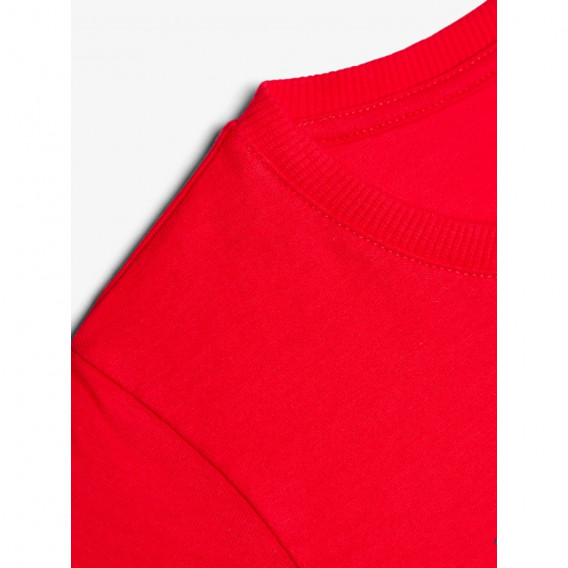 Тениска от органичен памук с надпис за момче червена Name it 116410 4