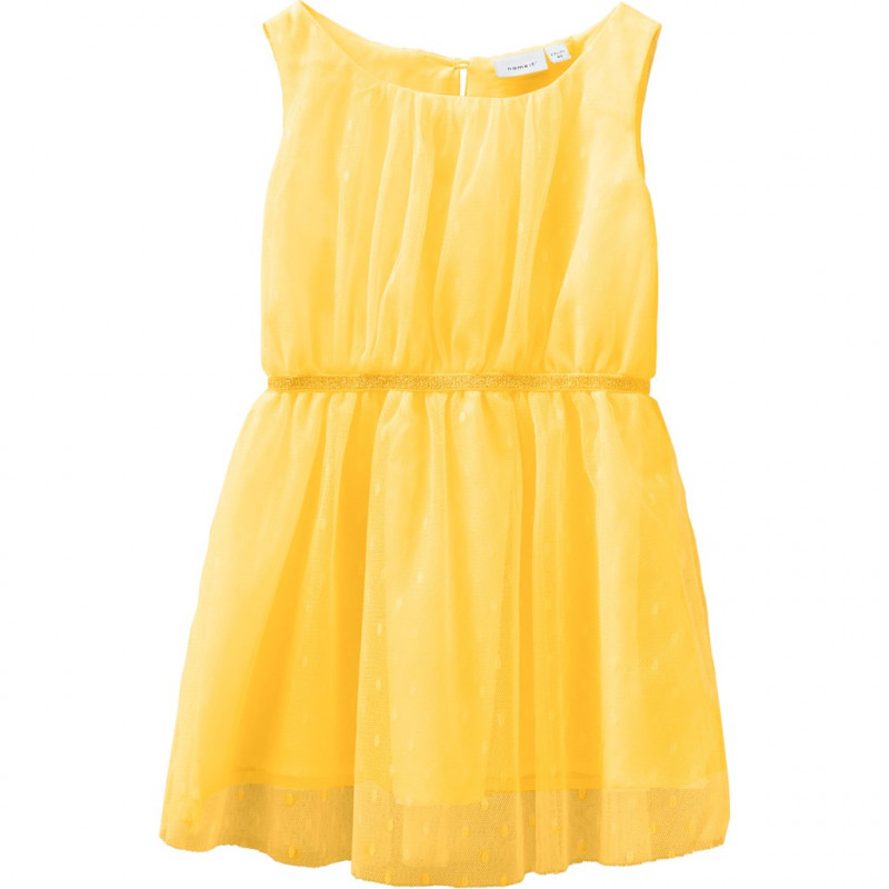Ефирна рокля без ръкави за момиче жълта  116478