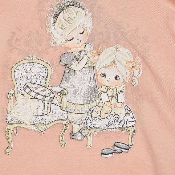 Блуза за бебе с дълъг ръкав и стилна картинка, корал Birba 116671 4