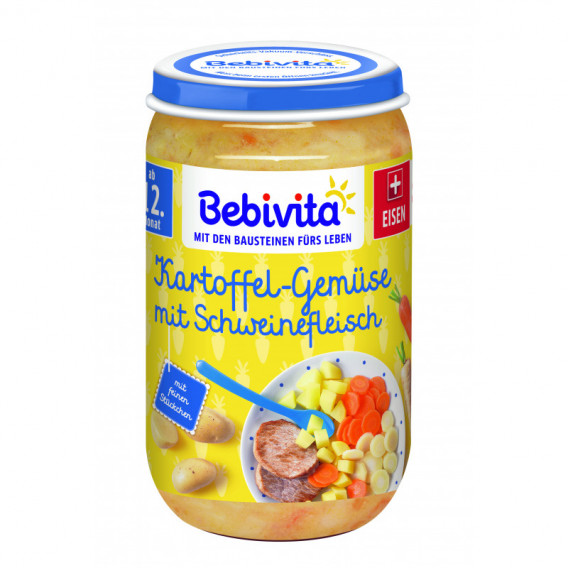 Пюре от картофи и зеленчуци със свинско, бурканче 250г Bebivita 117602 