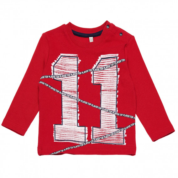 Памучна блуза за бебе с номер 11, червена Birba 118460 
