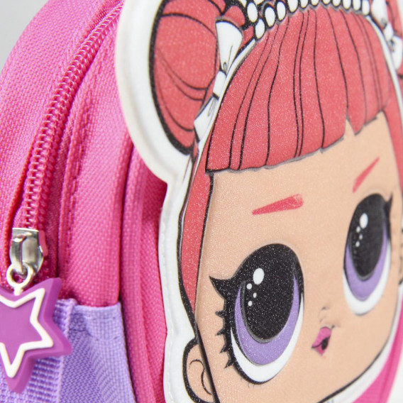 Малка розова чанта за носене през рамо с 3D ефект за момиче Lol с картинка на принцеса LOL 118801 3