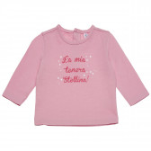 Памучна блуза с принт за бебе за момиче розова Idexe 123379 
