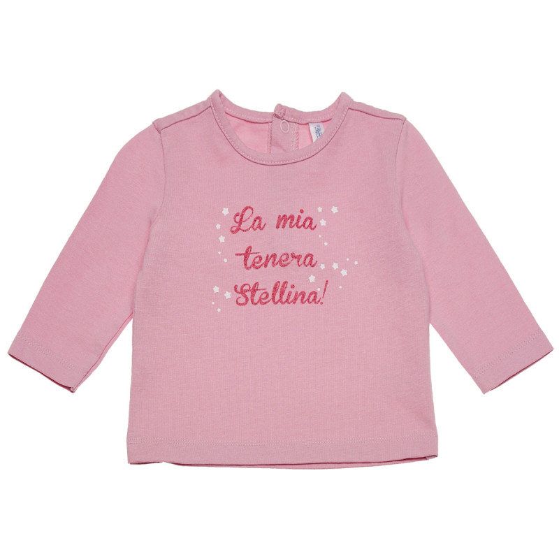 Памучна блуза с принт за бебе за момиче розова  123379