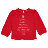 Памучна блуза с буфан ръкав за момиче червена Idexe 123415 