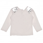 Памучна блуза с принт и сребърни платки за момиче бяла Idexe 123424 2