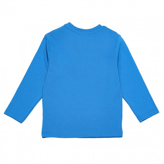 Памучна блуза с принт и дълъг ръкав за момче синя Idexe 123546 2