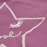 Памучна блуза тип полу-поло с принт за момиче розова Idexe 123563 3