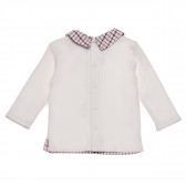 Памучна блуза с яка и апликация от каре за момиче бяла Birba 123606 2