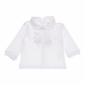 Памучна блуза с бродерия за бебе за момиче бяла Idexe 123628 