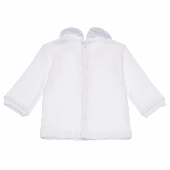 Памучна блуза с бродерия за бебе за момиче бяла Idexe 123629 2