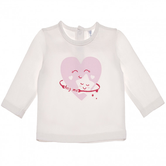 Памучна блуза със сърце за момиче бяла Idexe 123777 