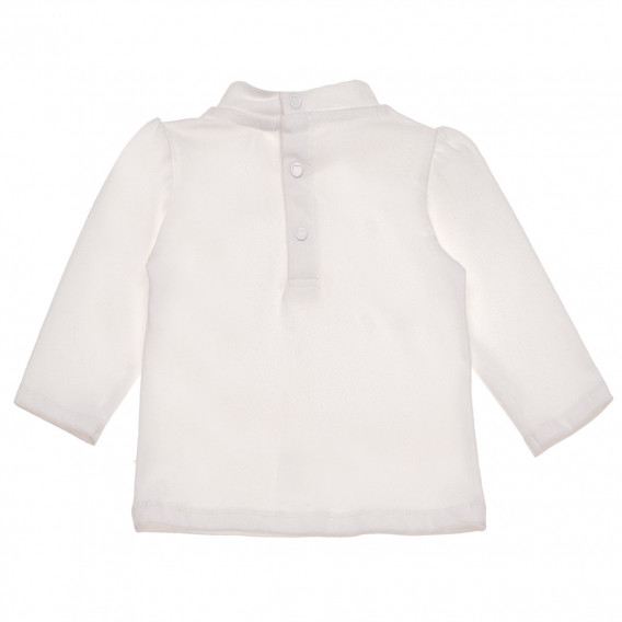 Памучна блуза тип полу-поло с бродерия за момиче бяла Birba 123810 2