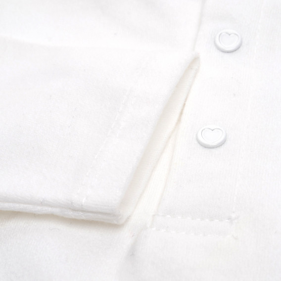 Памучна блуза тип полу-поло с бродерия за момиче бяла Birba 123812 4
