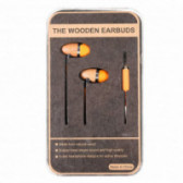Стерео слушалки, Wooden Earbuds, оранжеви  124789 2