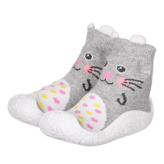Пантофи тип чорапи за бебе за момиче, сиви YO! 124841 