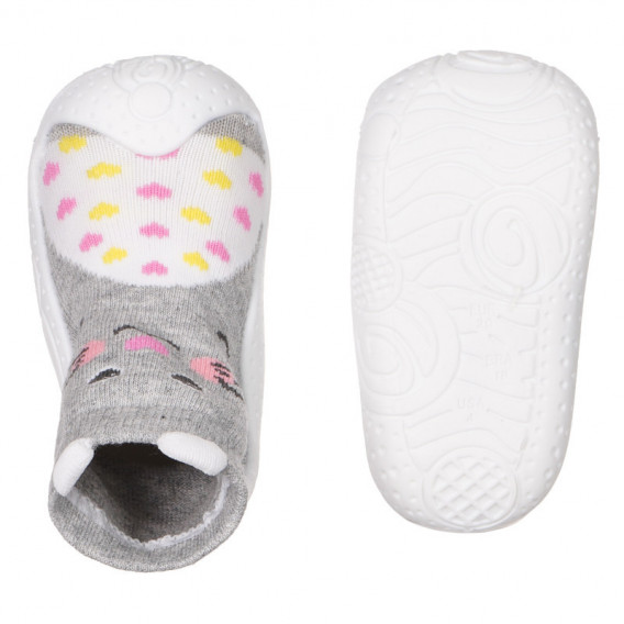 Пантофи тип чорапи за бебе за момиче, сиви YO! 124843 3