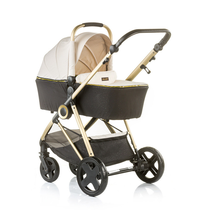 Бежова комбинирана детска количка Сенси 2 в 1 с голям и дълбок кош за багаж  12489