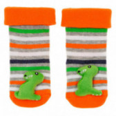Чорапи с мека играчка за бебе в цветно райе YO! 124897 