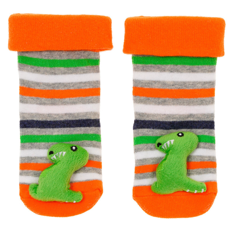 Чорапи с мека играчка за бебе в цветно райе  124897