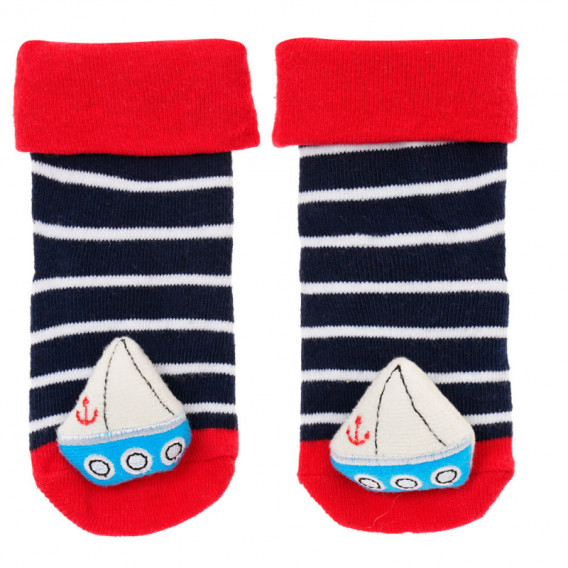 Чорапи с мека играчка за бебе за момче червени YO! 124899 