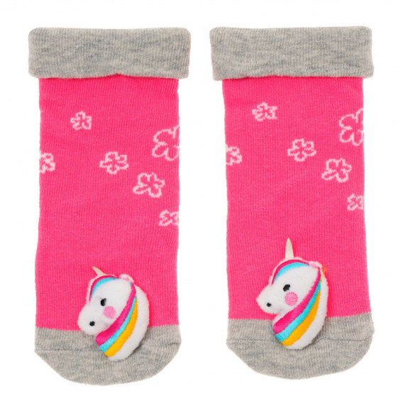 Чорапи с мека играчка за бебе за момиче розови YO! 124909 