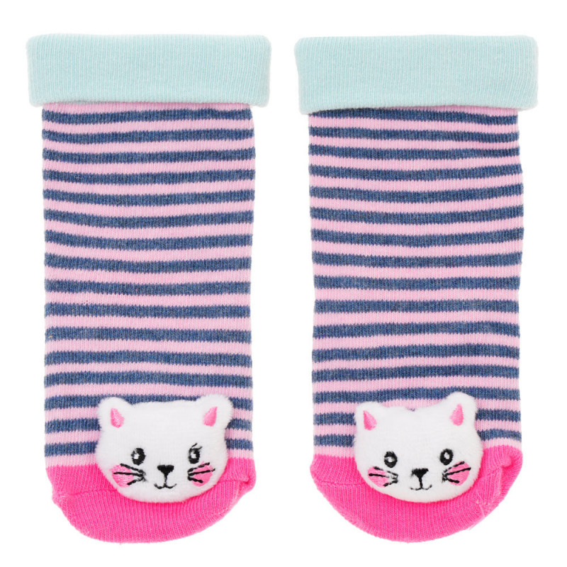 Чорапи с мека играчка - коте за бебе  124913