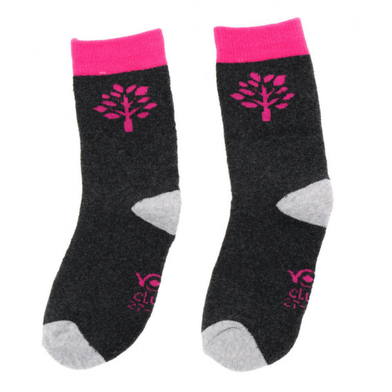 Чорапи с розови акценти за момиче тъмно сиви YO! 124943 