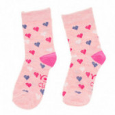 Чорапи с принт на сърчица за момиче розови YO! 125002 